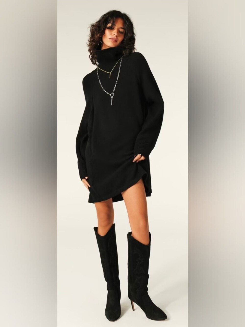 ba&sh Black Turtleneck Sweater Dress
